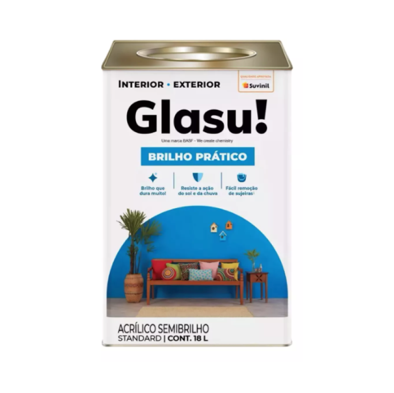 Tinta Acrílica Semibrilho Branco 18L Glasu Suvinil