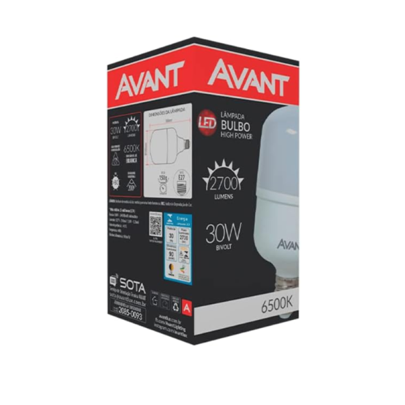 Lâmpada Led 30W Bulbo Bivolt Branco Avant